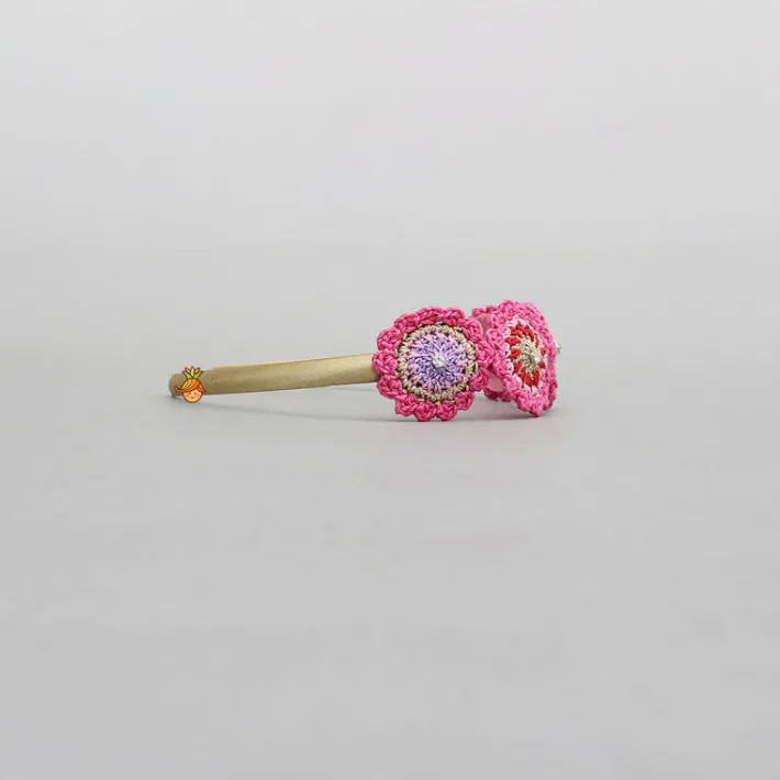 Hot Pink Crochet Flowers Embellished Hairband Hair Accessories | Hair Bands