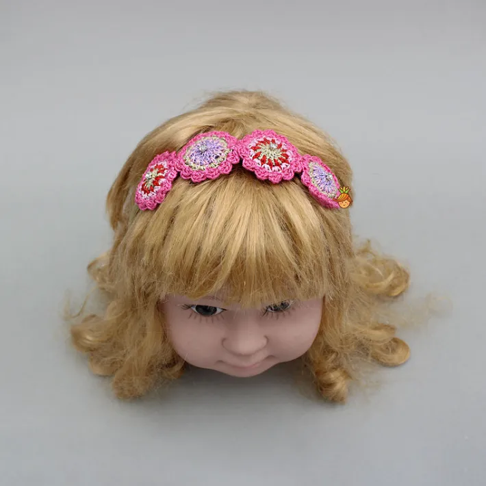 Hot Pink Crochet Flowers Embellished Hairband Hair Accessories | Hair Bands