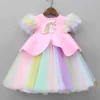 Clearance Pink Dress With Multicolour Net and Unicorn Beaded Brooch Dresses & Sets | Dresses