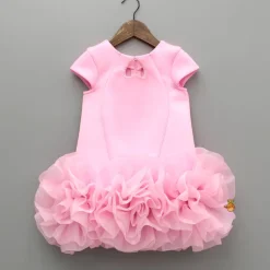 Fashion Pink Elegant Embellished Dress With Organza Flower Detail Dresses & Sets | Dresses