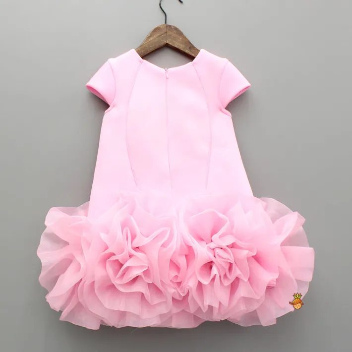 Fashion Pink Elegant Embellished Dress With Organza Flower Detail Dresses & Sets | Dresses