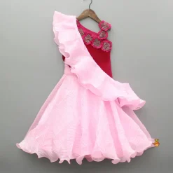 Hot Pink Embellished Velvet Top And Lehenga With Dupatta Ethnic Wear | Lehengas & Ghagras