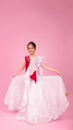 Hot Pink Embellished Velvet Top And Lehenga With Dupatta Ethnic Wear | Lehengas & Ghagras