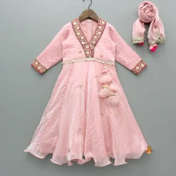 Online Pink Embroidered Anarkali With Dupatta Ethnic Wear | Sarees & Anarkalis