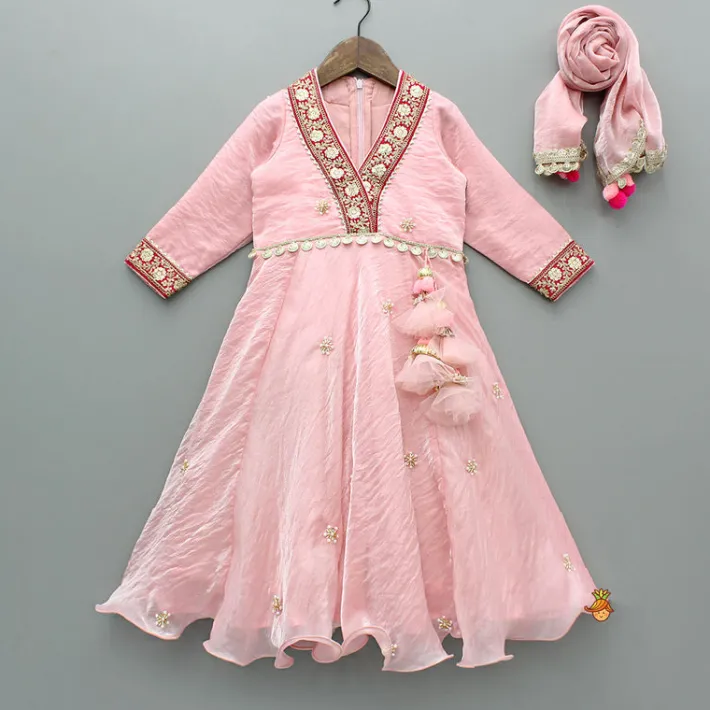 Online Pink Embroidered Anarkali With Dupatta Ethnic Wear | Sarees & Anarkalis