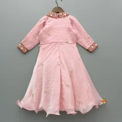 Online Pink Embroidered Anarkali With Dupatta Ethnic Wear | Sarees & Anarkalis