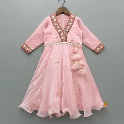 Online Pink Embroidered Anarkali With Dupatta Ethnic Wear | Sarees & Anarkalis