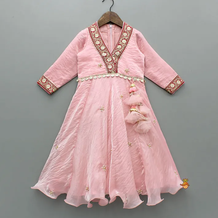 Online Pink Embroidered Anarkali With Dupatta Ethnic Wear | Sarees & Anarkalis