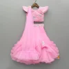 Fashion Pink Embroidered And Embellished Top And Lehenga With Dupatta Ethnic Wear | Lehengas & Ghagras