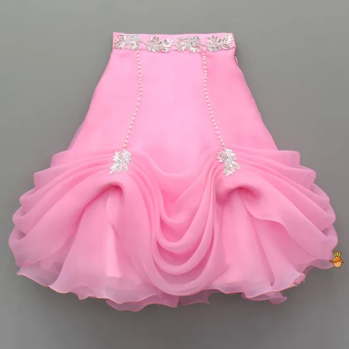 Fashion Pink Embroidered And Embellished Top And Lehenga With Dupatta Ethnic Wear | Lehengas & Ghagras