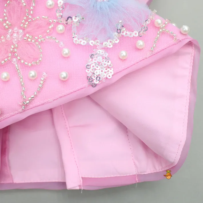 Fashion Pink Embroidered And Embellished Top And Lehenga With Dupatta Ethnic Wear | Lehengas & Ghagras