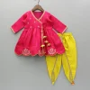 Discount Pink Embroidered Angarkha Style Kurti And Tulip Dhoti Ethnic Wear | Dhotis & Patialas