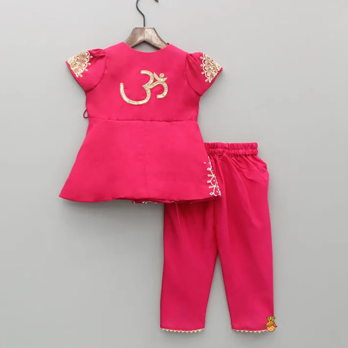 Clearance Pink Embroidered Angarkha Style Kurti And Tulip Dhoti Ethnic Wear | Dhotis & Patialas