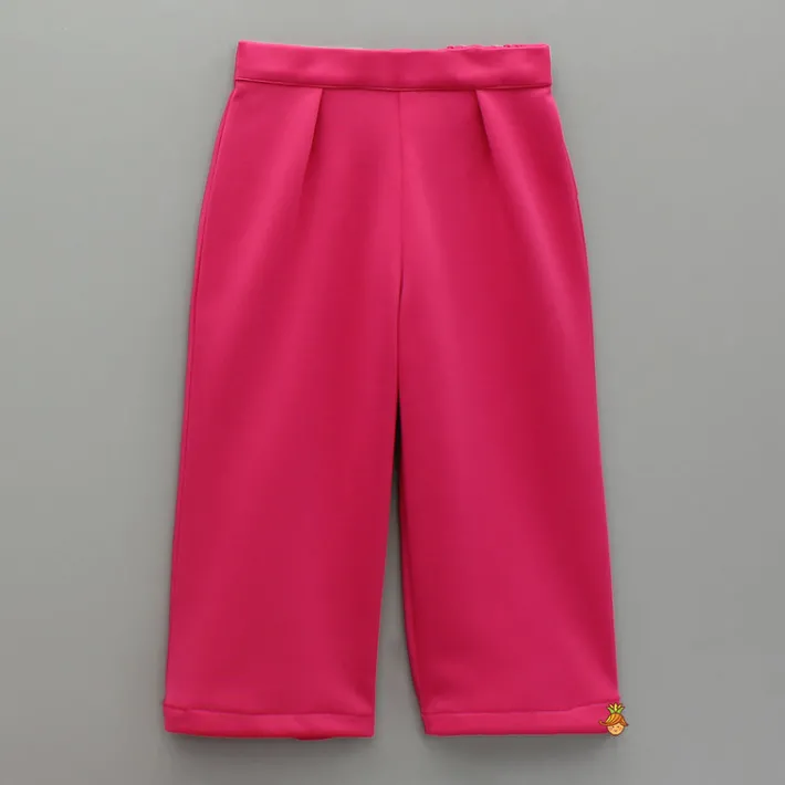 Fashion Pink Embroidered Blazer Jacket Style Top And Pant Dresses & Sets | Sets