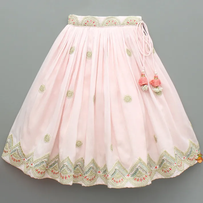 Best Pink Embroidered Brocade Top And Lehenga With Dupatta Ethnic Wear | Lehengas & Ghagras