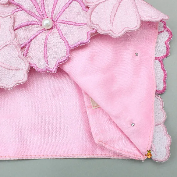 Best Pink Embroidered Flower Embellished Top With Pouch And Frills Layered Lehenga Ethnic Wear | Lehengas & Ghagras