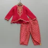 Outlet Pink Embroidered High-Low Top With Printed Dhoti Ethnic Wear | Dhotis & Patialas