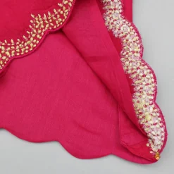 Outlet Pink Embroidered High-Low Top With Printed Dhoti Ethnic Wear | Dhotis & Patialas