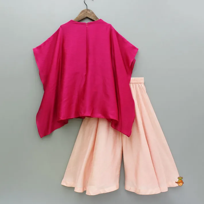 Discount Pink Embroidered Kaftan Style Kurti And Palazzo Ethnic Wear | Palazzos & Shararas