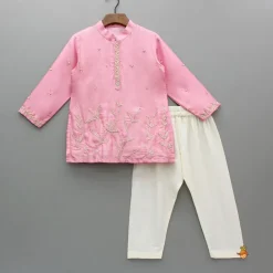 Best Pink Embroidered Kurta And Pyjama BOY Twinning Sets | Indian Ethnic Wear