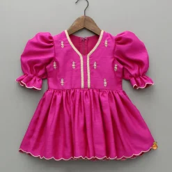 Best Pink Embroidered Peplum Kurti And Tulip Dhoti Ethnic Wear | Dhotis & Patialas