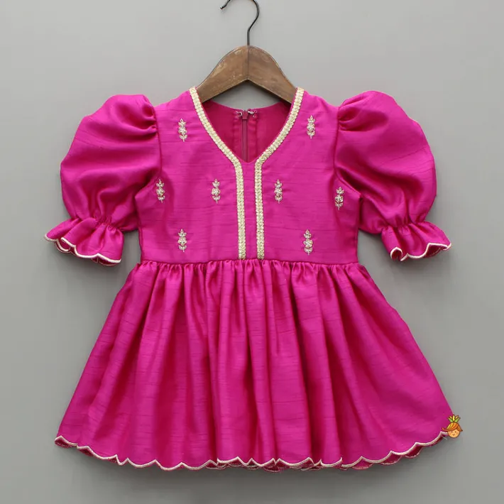 Best Pink Embroidered Peplum Kurti And Tulip Dhoti Ethnic Wear | Dhotis & Patialas