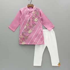 Clearance Pink Embroidered Printed Kurta And Pyjama BOY Indian Ethnic Wear | Ethnic Sets