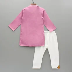 Clearance Pink Embroidered Printed Kurta And Pyjama BOY Indian Ethnic Wear | Ethnic Sets