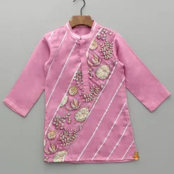 Clearance Pink Embroidered Printed Kurta And Pyjama BOY Indian Ethnic Wear | Ethnic Sets