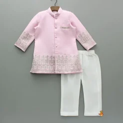 Hot Pink Embroidered Sherwani And Pyjama BOY Indian Ethnic Wear | Sherwani Sets