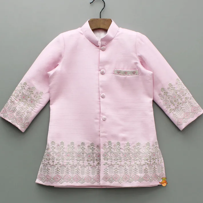 Hot Pink Embroidered Sherwani And Pyjama BOY Indian Ethnic Wear | Sherwani Sets