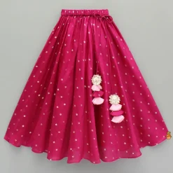 Hot Pink Embroidered Strappy Top And Lehenga Ethnic Wear | Lehengas & Ghagras