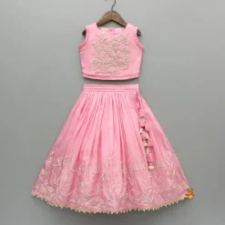 Hot Pink Embroidered Top And Lehenga Twinning Sets | Ethnic Wear