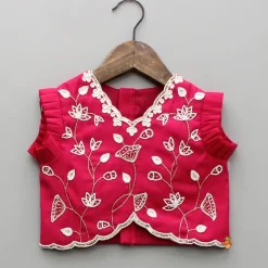 Outlet Pink Embroidered Top And Lehenga With Dupatta Ethnic Wear | Lehengas & Ghagras
