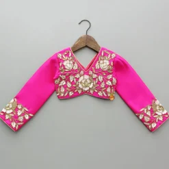 Hot Pink Embroidered Top And Scalloped Hem Lehenga With Dupatta Ethnic Wear | Lehengas & Ghagras
