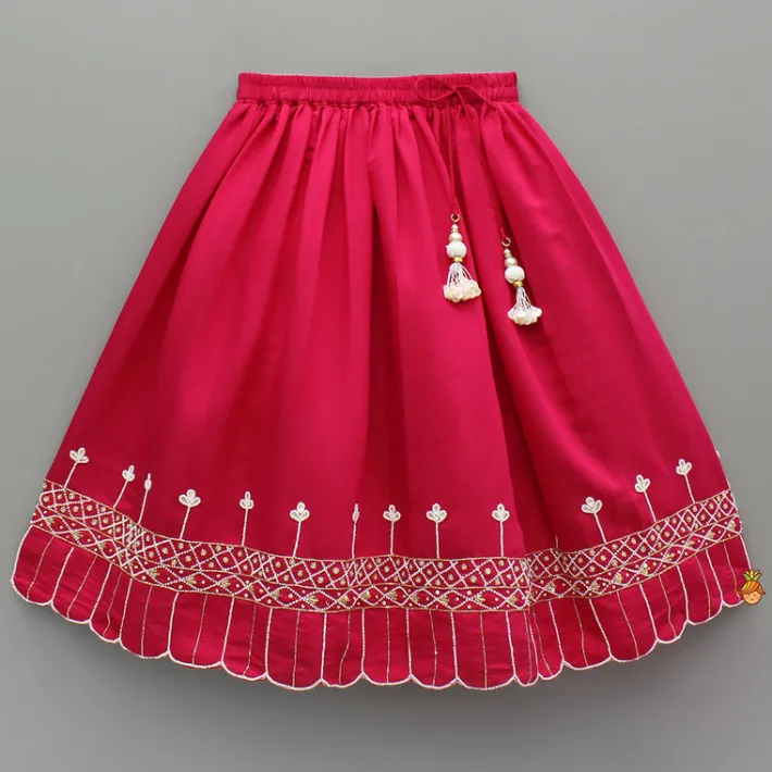 Outlet Pink Embroidered Top And Lehenga With Dupatta Ethnic Wear | Lehengas & Ghagras