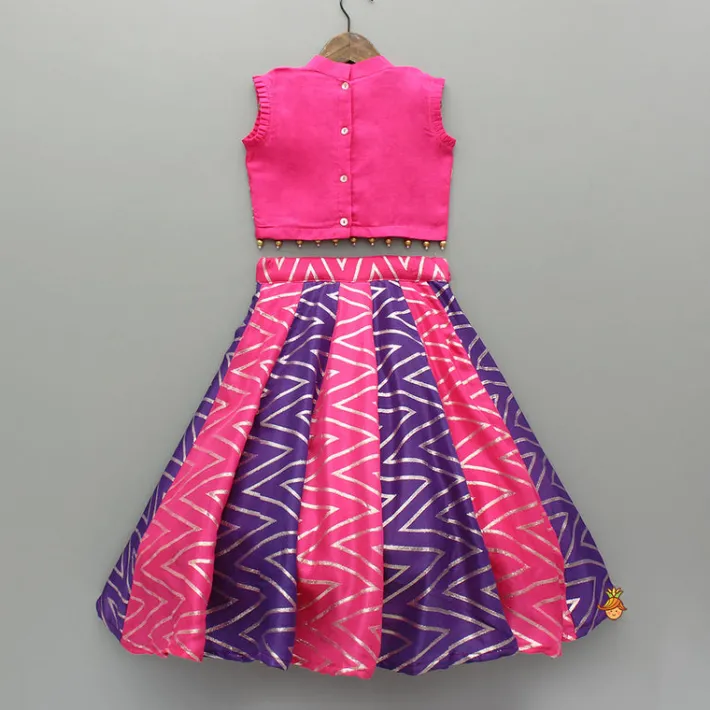 Discount Pink Embroidered Top With Colour Blocked Lehenga Ethnic Wear | Lehengas & Ghagras