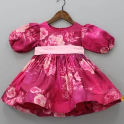 Discount Pink Floral Balloon Sleeves Dress Dresses & Sets | Dresses
