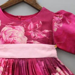 Discount Pink Floral Balloon Sleeves Dress Dresses & Sets | Dresses
