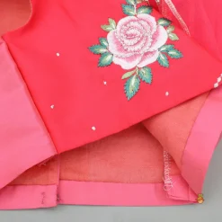 New Pink Floral Embroidered Top With Attached Pleated Dupatta And Lehenga Ethnic Wear | Lehengas & Ghagras