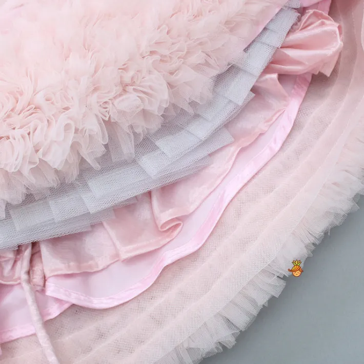 Online Pink Frilled Flared Dress With Detachable Bow And Trail With Head Band Dresses & Sets | Dresses