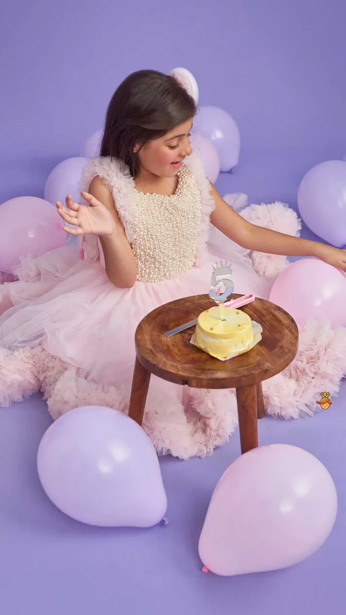 Online Pink Frilled Flared Dress With Detachable Bow And Trail With Head Band Dresses & Sets | Dresses