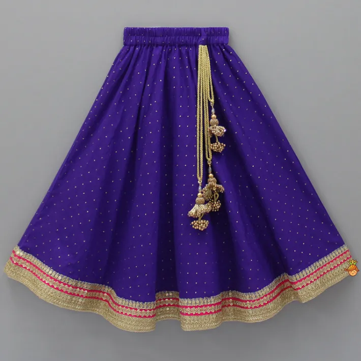 Hot Pink Frilly Brocade Top And Sparkling Lehenga Ethnic Wear | Lehengas & Ghagras