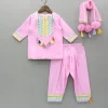 Fashion Pink Gota Lace Work Kurti And Salwar With Matching Dupatta Ethnic Wear | Churidars & Salwars