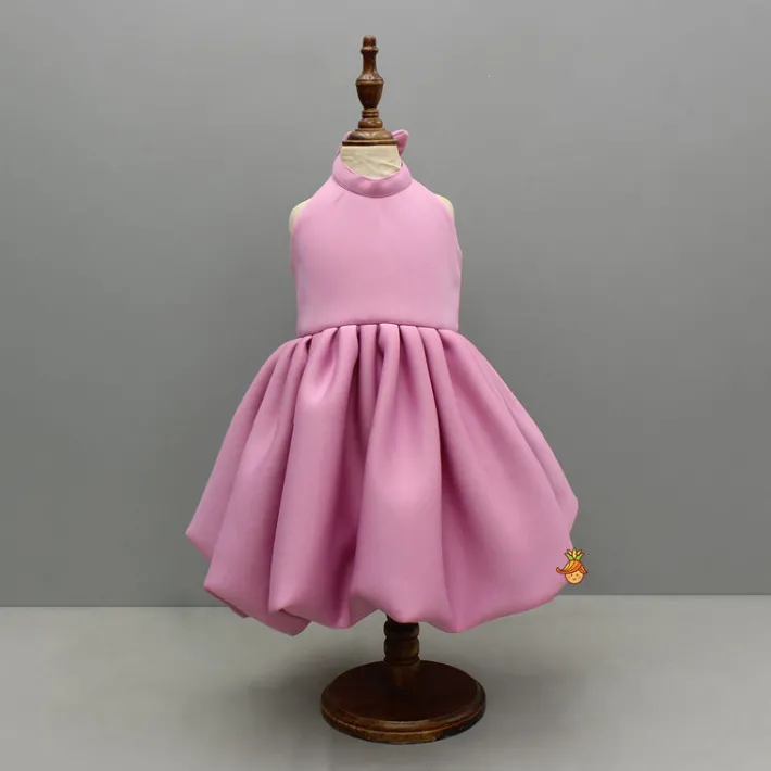 Best Pink Halterneck Balloon Dress With Bow Detailing Dresses & Sets | Dresses