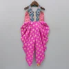Hot Pink Halterneck Dhoti Style Printed Jumpsuit Ethnic Wear | Kurtis & Jumpsuits