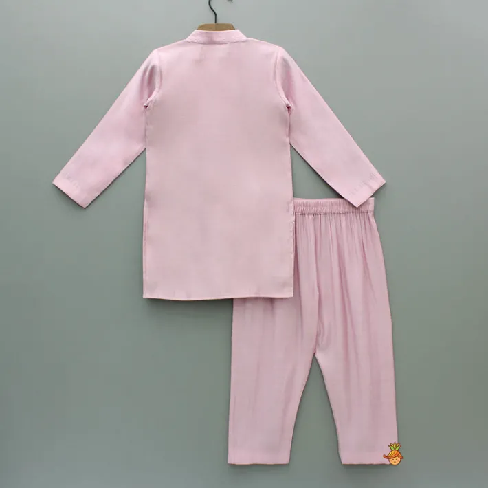 Best Pink Kurta With Embroidered Flower Applique And Pant BOY Indian Ethnic Wear | Ethnic Sets