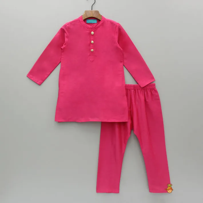 Best Pink Kurta With Faux Mirror Embroidered Jacket And Pyjama BOY Indian Ethnic Wear | Ethnic Sets