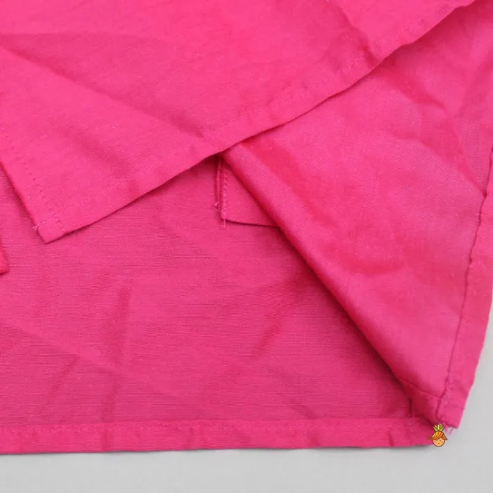 Best Pink Kurta With Faux Mirror Embroidered Jacket And Pyjama BOY Indian Ethnic Wear | Ethnic Sets