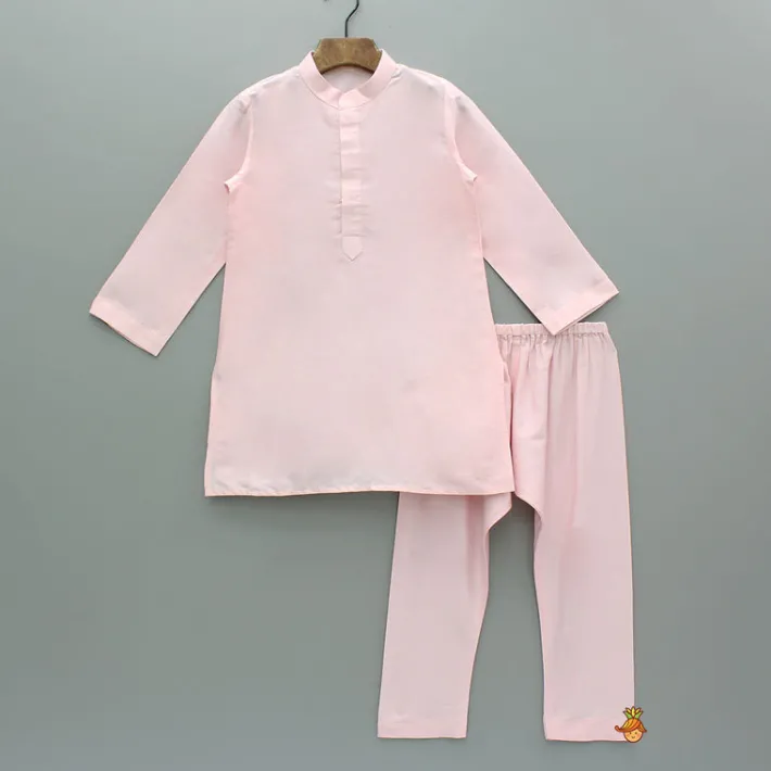Sale Pink Kurta With Hand Embroidered Floral Printed Jacket And Pyjama BOY Indian Ethnic Wear | Ethnic Sets